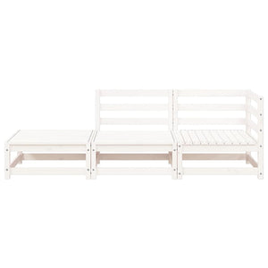 Gartensofa 2-Sitzer mit Hocker, Kiefer Massivholz Weiß