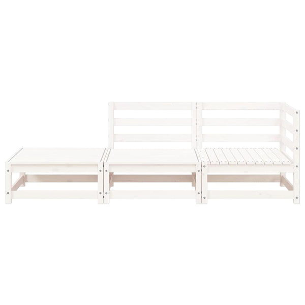 Gartensofa 2-Sitzer mit Hocker, Kiefer Massivholz Weiß