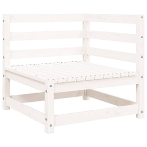 Gartensofa 2-Sitzer mit Hocker, Kiefer Massivholz Weiß