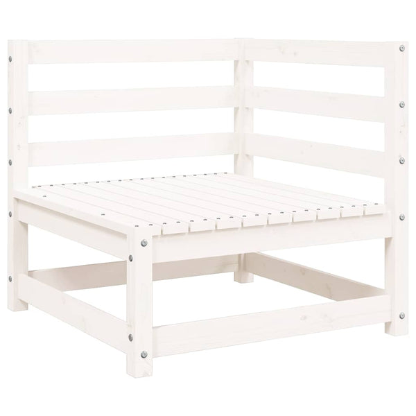 Gartensofa 2-Sitzer mit Hocker, Kiefer Massivholz Weiß