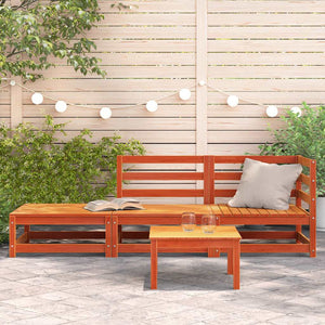 Gartensofa 2-Sitzer mit Hocker, Wachsbraun