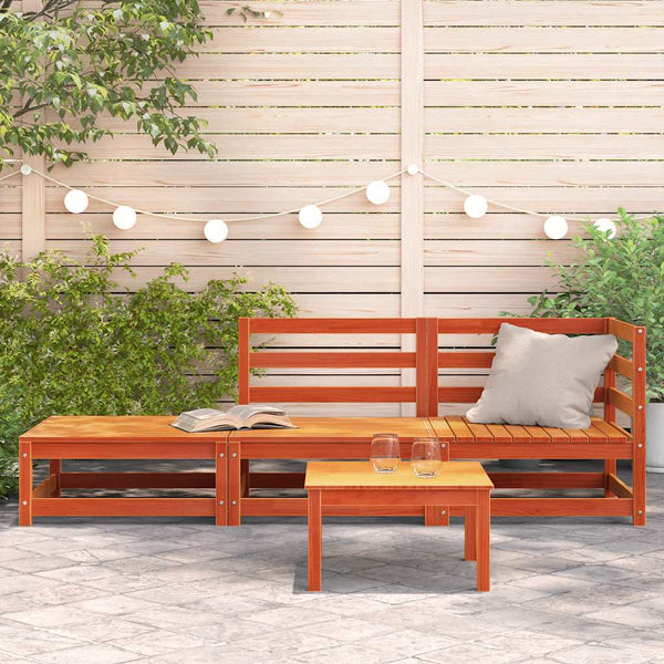 Gartensofa 2-Sitzer mit Hocker, Wachsbraun