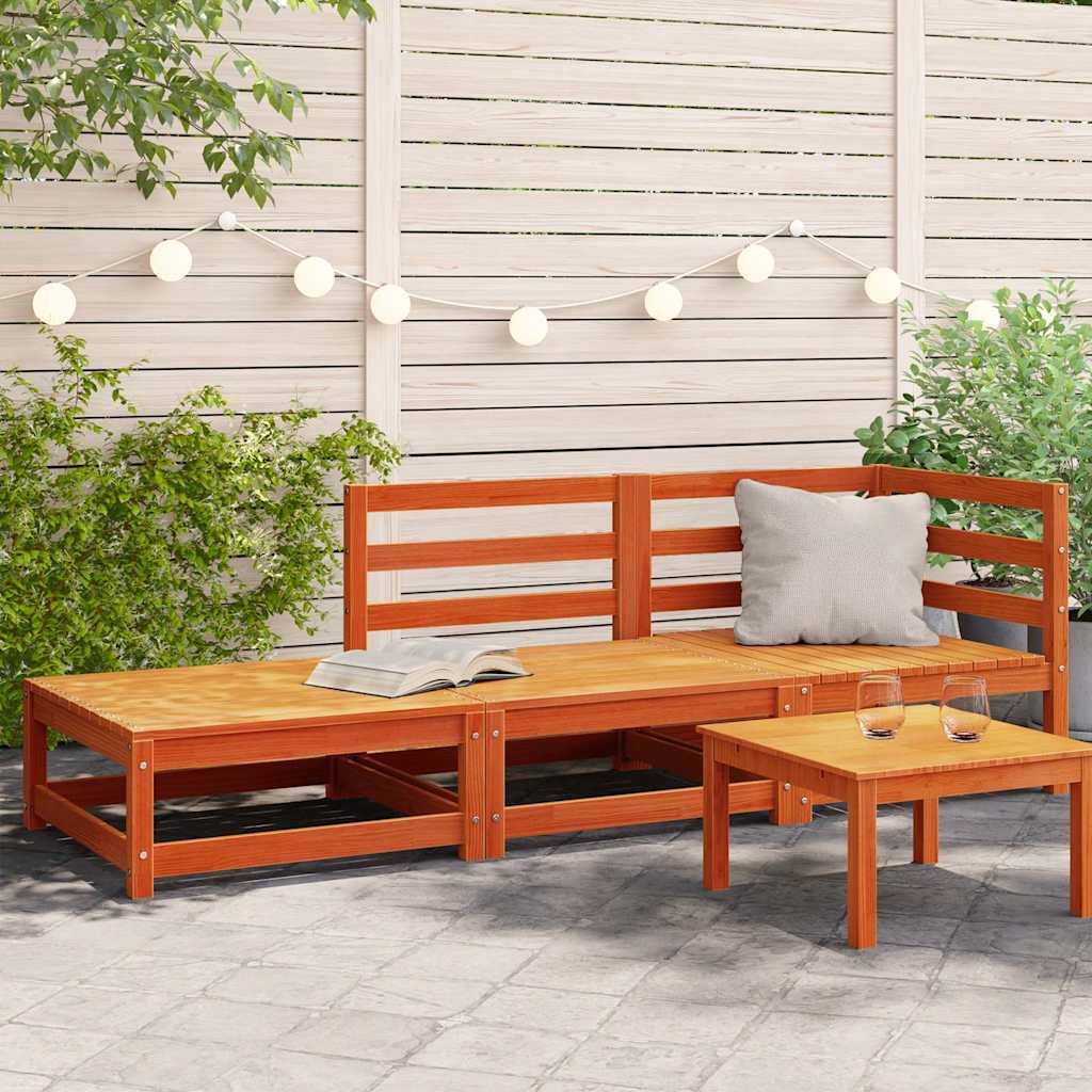 Gartensofa 2-Sitzer mit Hocker, Wachsbraun