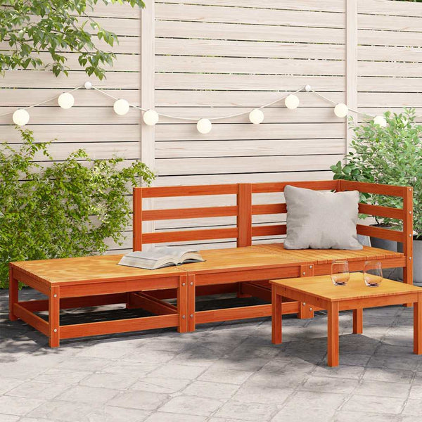 Gartensofa 2-Sitzer mit Hocker, Wachsbraun