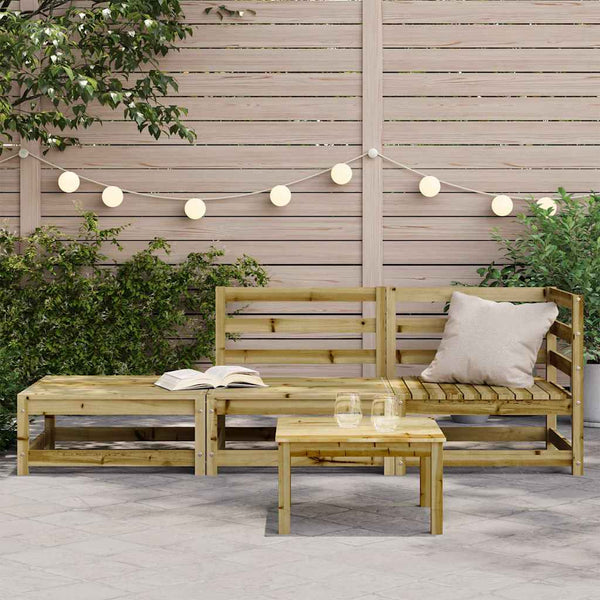 Gartensofa 2-Sitzer mit Hocker, Kiefer imprägniert