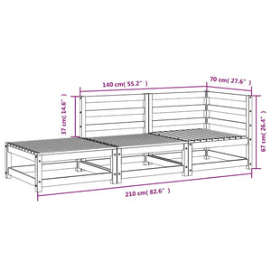 Gartensofa 2-Sitzer mit Hocker, Kiefer imprägniert