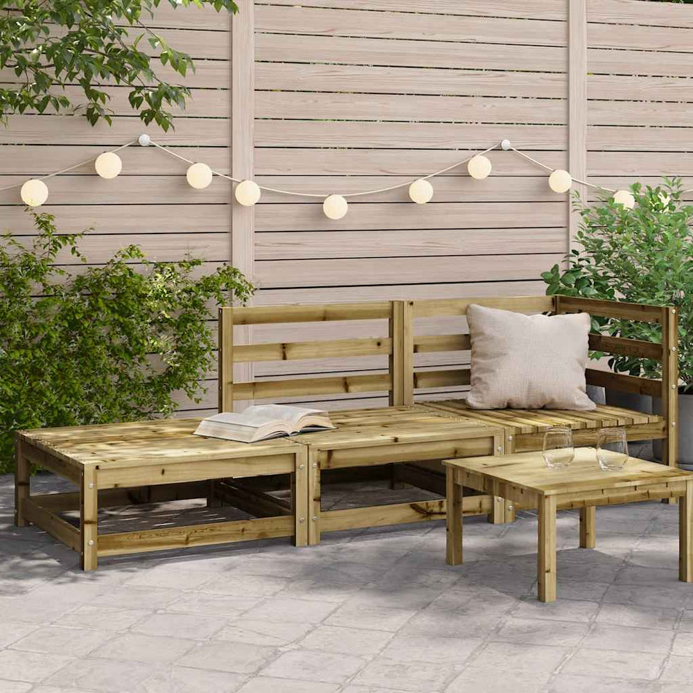 vidaXL 2-Seater Garden Sofa with Ottoman Impregnated Pinewood