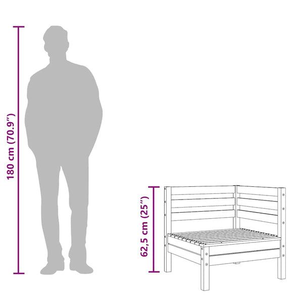 Garten Ecksofa Set, Kiefer Massivholz, 2-teilig