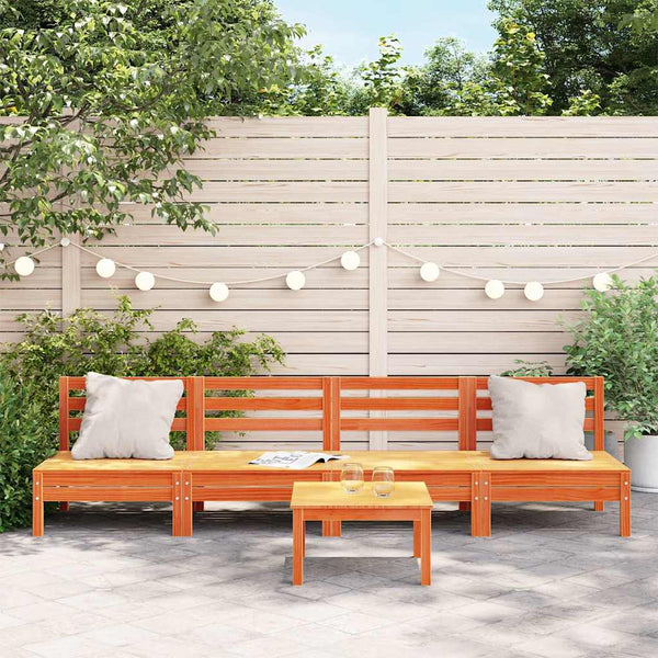 Gartensofa ohne Armlehne, 4er Set, Kiefer, Braun