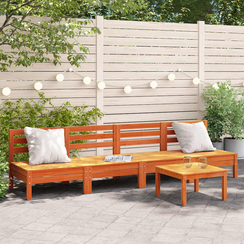 vidaXL Armless Garden Sofas 4 pcs Waxed Brown Solid Pine Wood