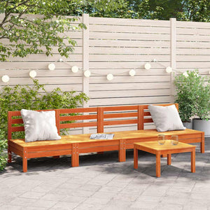 Gartensofa ohne Armlehne, 4er Set, Kiefer, Braun