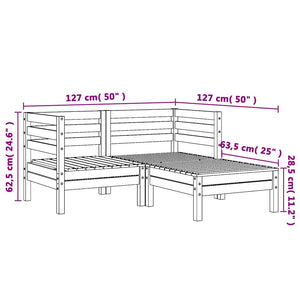 2-Sitzer Gartensofa mit Hocker Kiefernholz