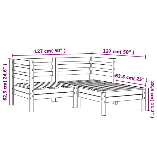 2-Sitzer Gartensofa mit Hocker Kiefernholz