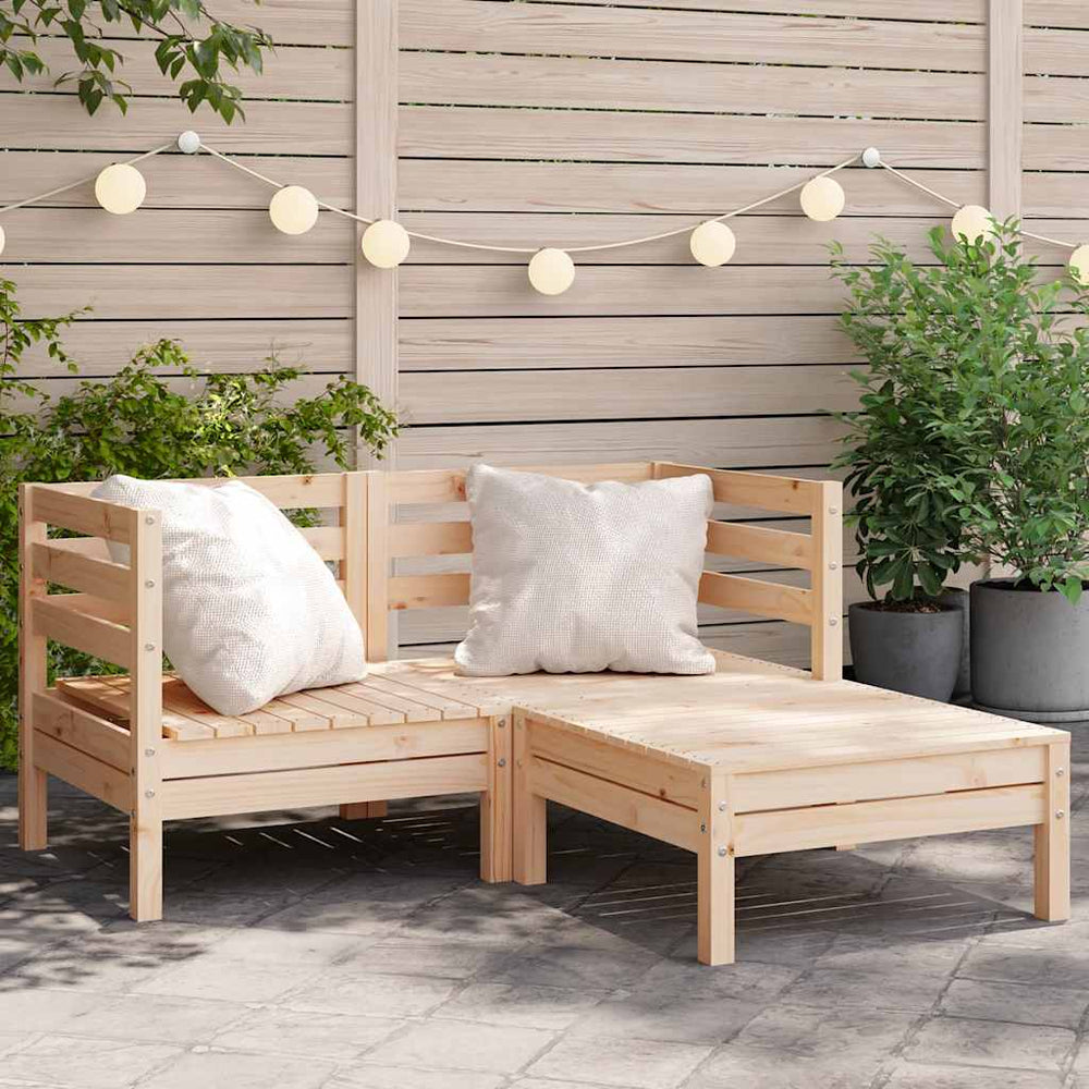 2-Sitzer Gartensofa mit Hocker Kiefernholz