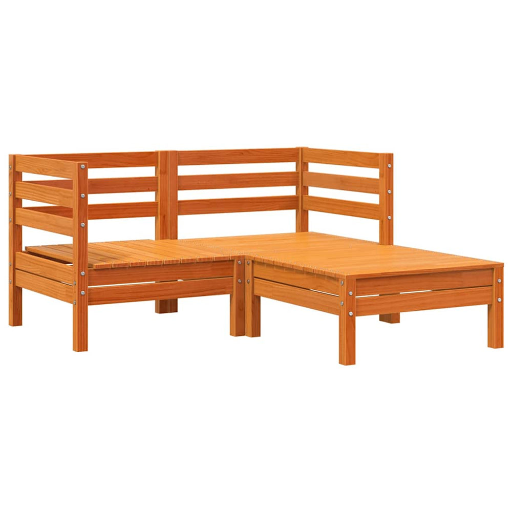 vidaXL Canapé de jardin 2 places avec repose-pieds Marron miel Bois de pin massif