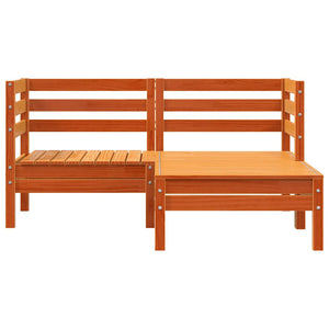 Gartensofa 2-Sitzer mit Hocker Kiefer Wachsbraun