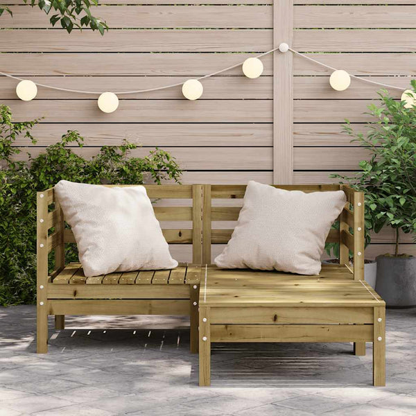 Gartensofa 2-Sitzer mit Hocker Kiefer Imprägniert
