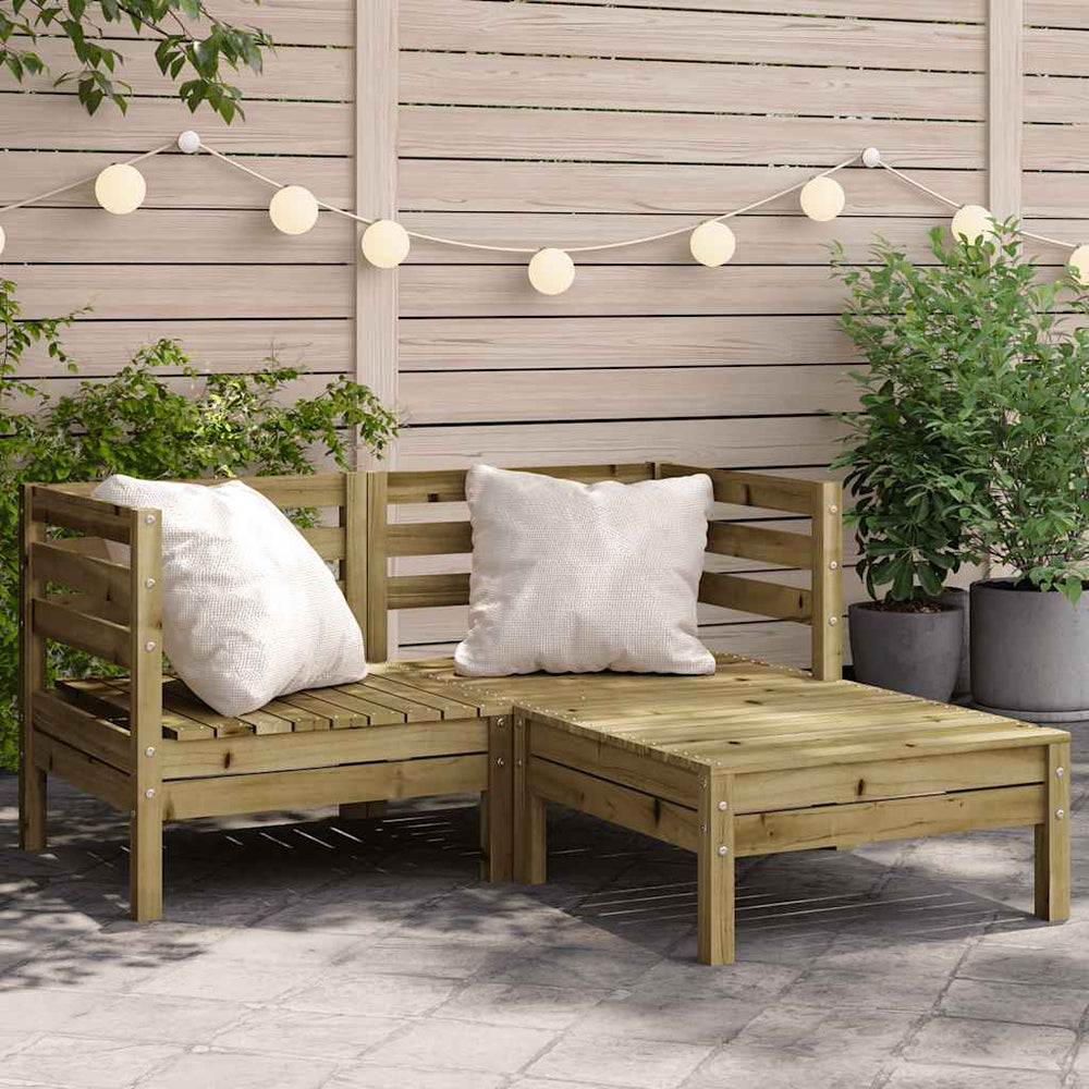 vidaXL 2-Seater Garden Sofa with Ottoman Impregnated Pinewood