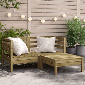 Gartensofa 2-Sitzer mit Hocker Kiefer Imprägniert