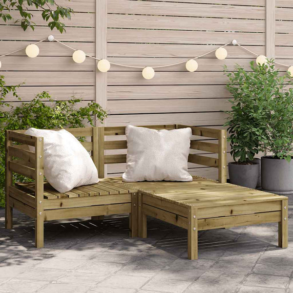 Gartensofa 2-Sitzer mit Hocker Kiefer Imprägniert