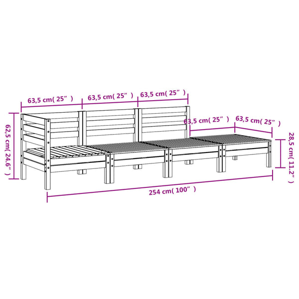 4-Sitzer Gartensofa aus Kiefernholz