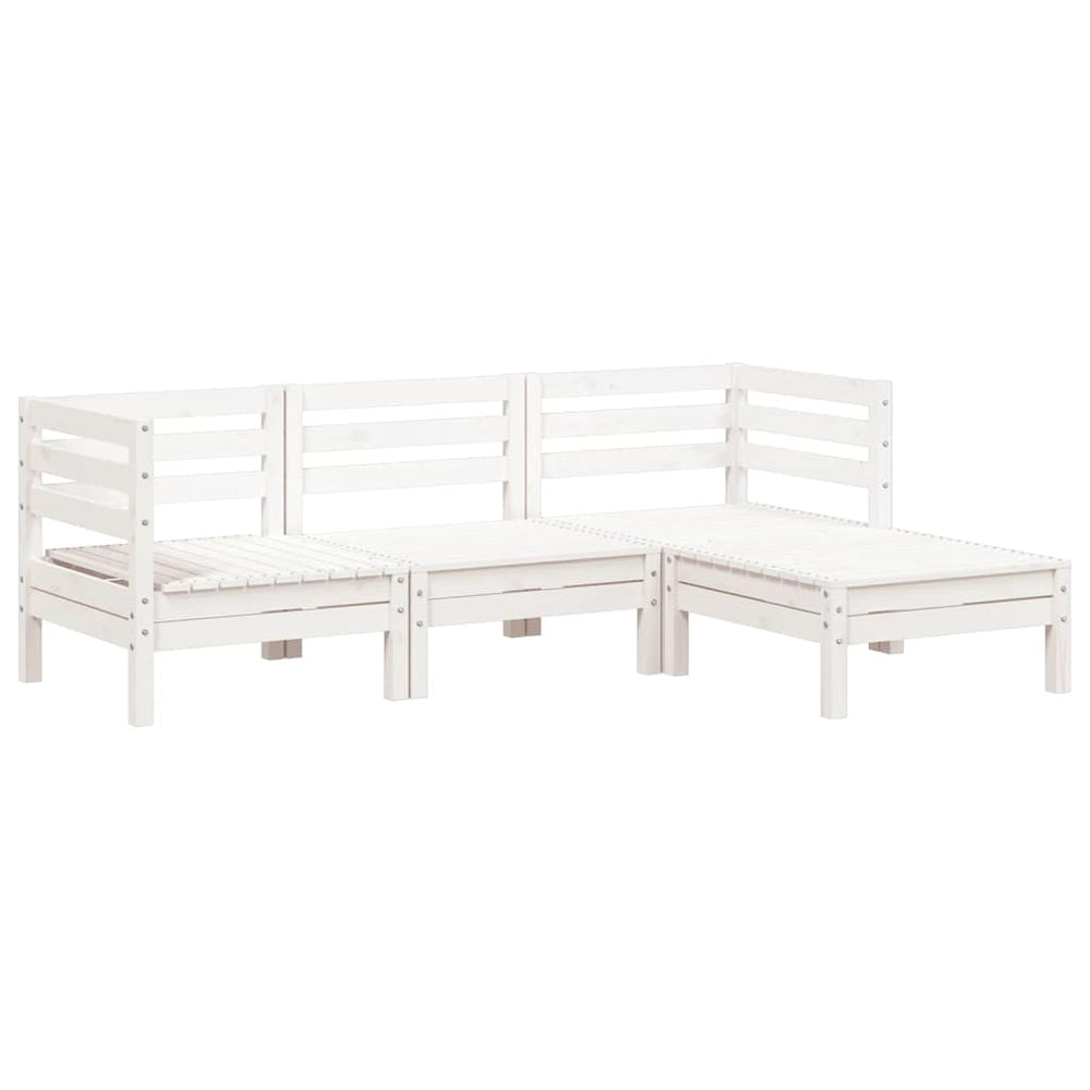 Gartensofa 3-Sitzer mit Hocker Weiß Kiefer