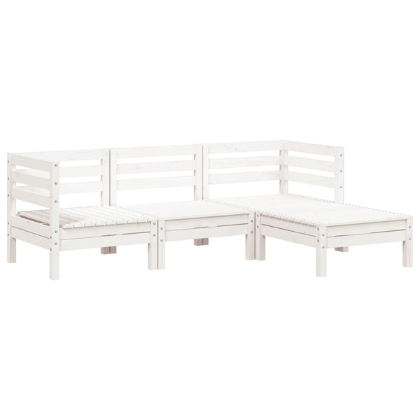 Gartensofa 3-Sitzer mit Hocker Weiß Kiefer