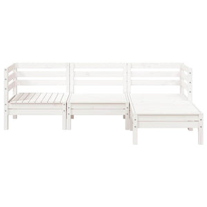 Gartensofa 3-Sitzer mit Hocker Weiß Kiefer
