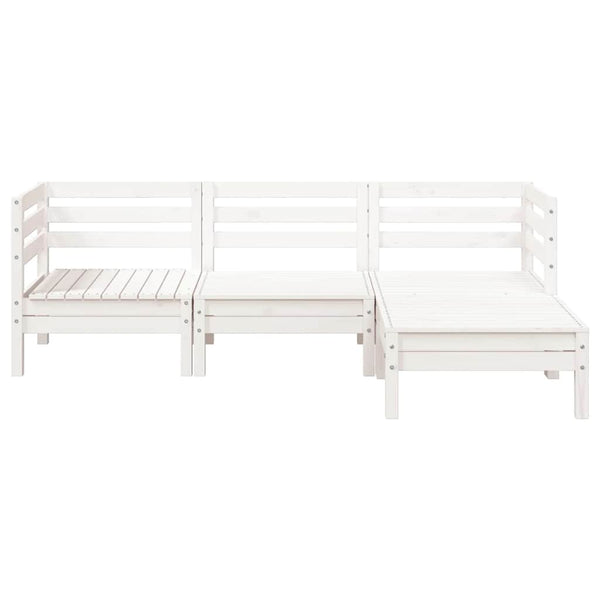 Gartensofa 3-Sitzer mit Hocker Weiß Kiefer
