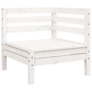 Gartensofa 3-Sitzer mit Hocker Weiß Kiefer