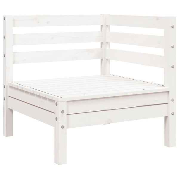 Gartensofa 3-Sitzer mit Hocker Weiß Kiefer