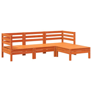 Gartensofa 3-Sitzer mit Hocker Kiefer Wachsbraun