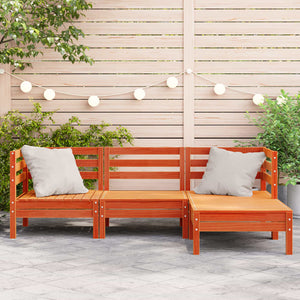 Gartensofa 3-Sitzer mit Hocker Kiefer Wachsbraun