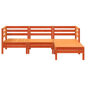 Gartensofa 3-Sitzer mit Hocker Kiefer Wachsbraun