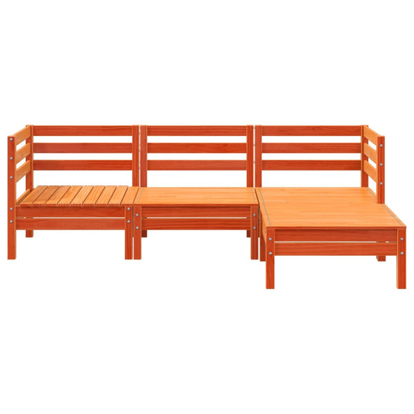 Gartensofa 3-Sitzer mit Hocker Kiefer Wachsbraun