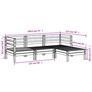 Gartensofa 3-Sitzer mit Hocker