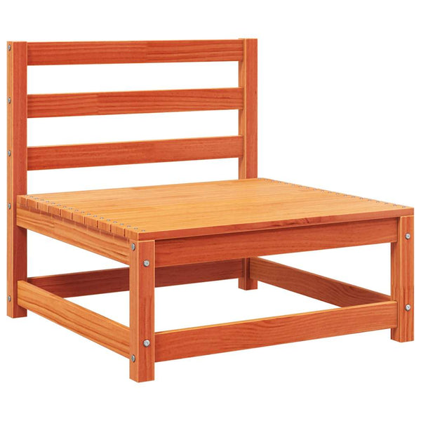 vidaXL Canapé de jardin sans accoudoirs avec coussins Marron cire Bois de pin