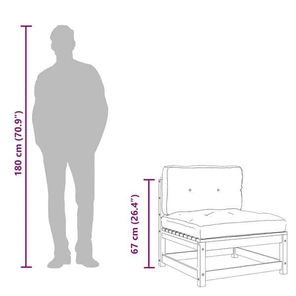 Gartensofa Douglasie ohne Armlehnen mit Kissen