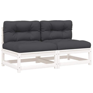 Gartensofas ohne Armlehnen, 2er-Set, Weiß