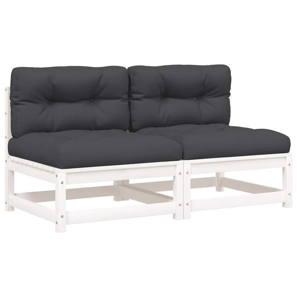 Gartensofas ohne Armlehnen, 2er-Set, Weiß
