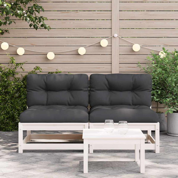 Gartensofas ohne Armlehnen, 2er-Set, Weiß