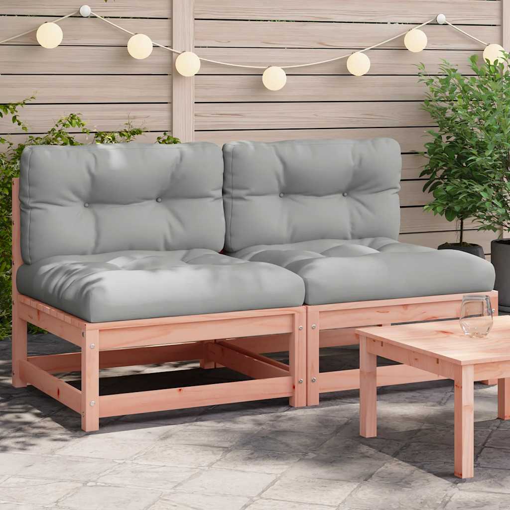 Gartensofas ohne Armlehnen mit Kissen, 2er-Set