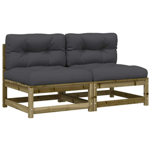 Gartensofa ohne Armlehne 2er Set mit Kissen