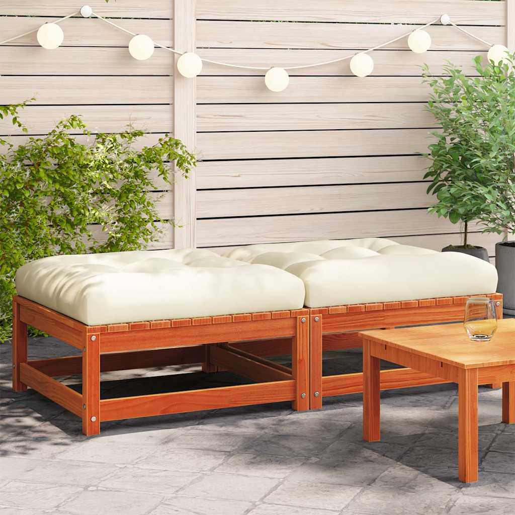 Gartenhocker mit Kissen, 2er Set