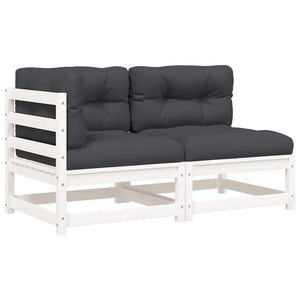 Gartensofa 2-Sitzer Weiß Kiefer Massivholz