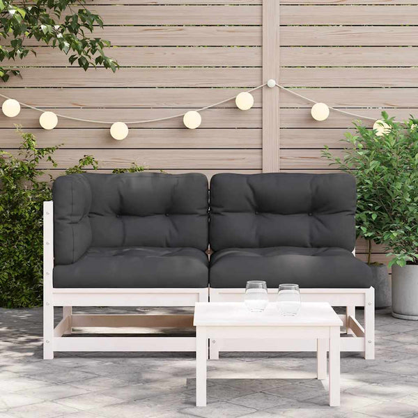 Gartensofa 2-Sitzer Weiß Kiefer Massivholz