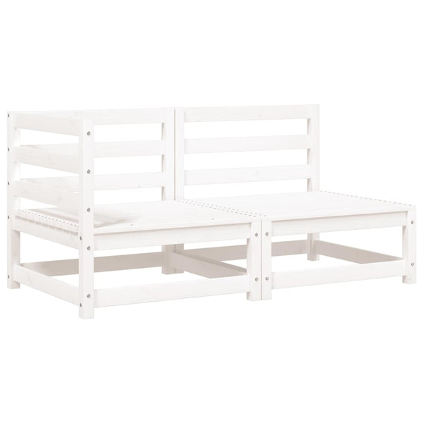 Gartensofa 2-Sitzer Weiß Kiefer Massivholz