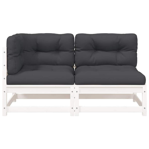 Gartensofa 2-Sitzer Weiß Kiefer Massivholz