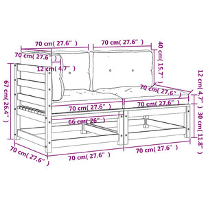 Gartensofa 2-Sitzer Weiß Kiefer Massivholz