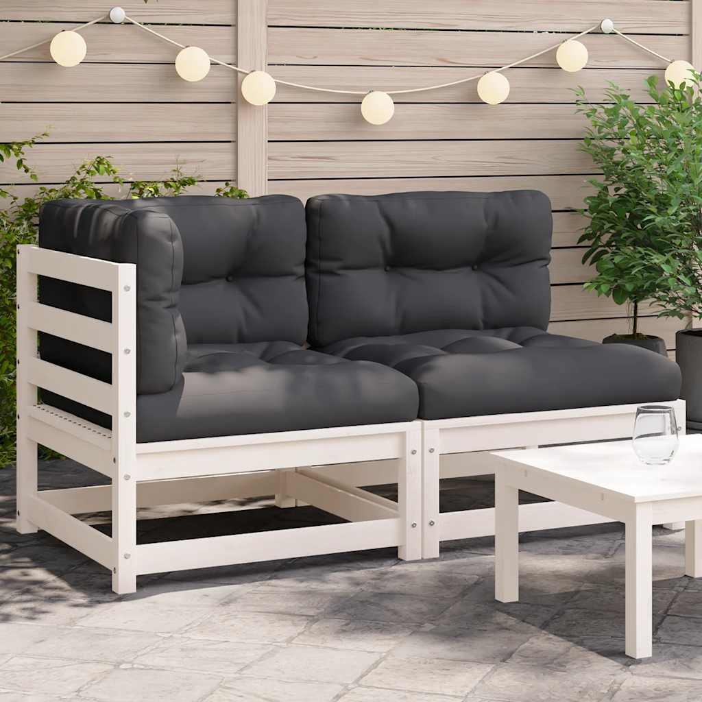 Gartensofa 2-Sitzer Weiß Kiefer Massivholz